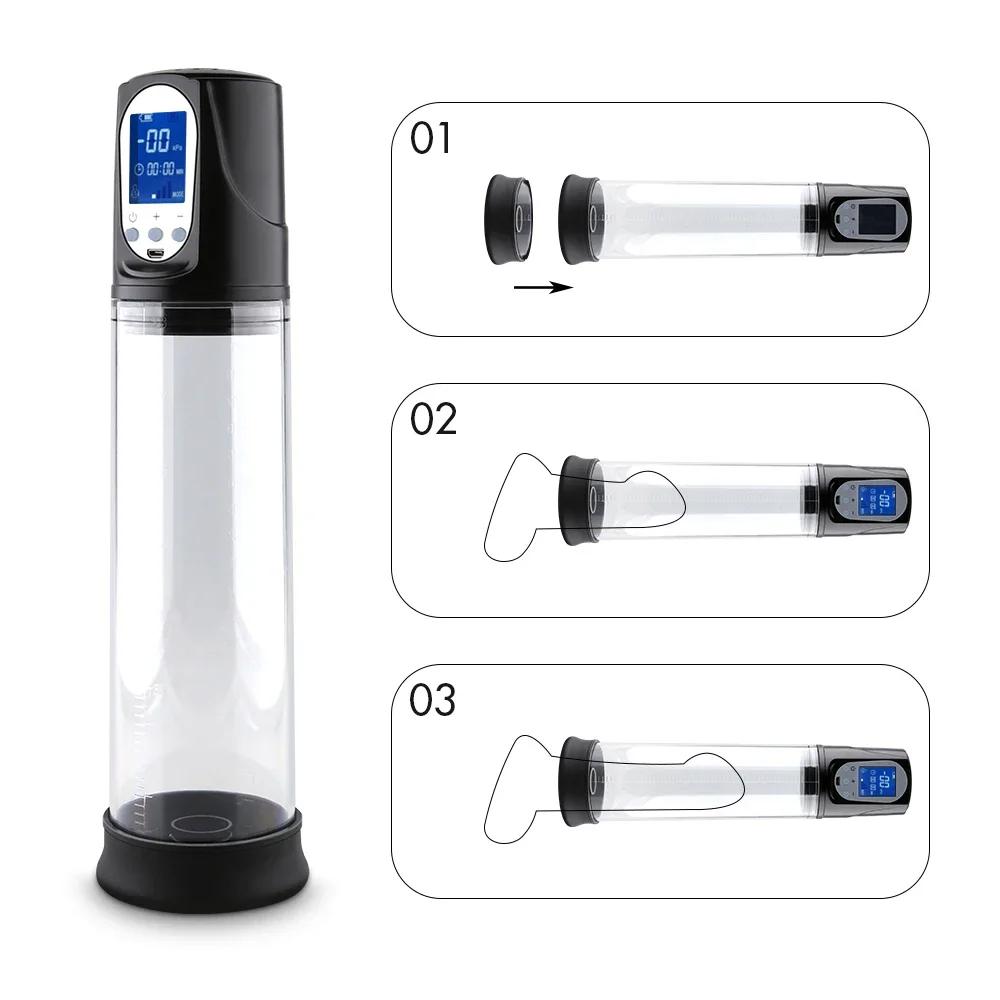 Electric Penis Pump Automatic Sucking Pump Real Penis Trainer for Man Big Cock Extender Penis Enlargement Sex Tool Adult Toys 18