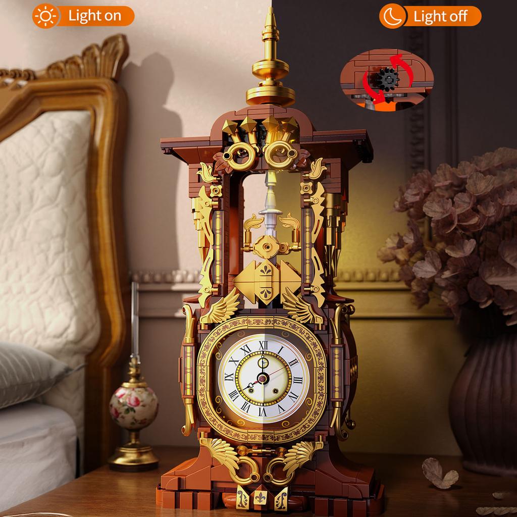 Non-Toxic 879Pcs Vintage Clock Building Blocks Toys Model Vintage Clock Assemble Puzzle Bricks Toy Sets For Kid Desktop Ornament Gifts