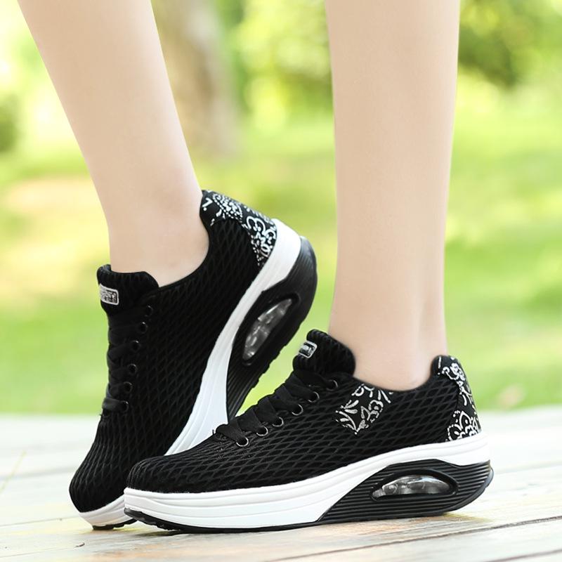 8 Spring new breathable big net rocking shoes women's fashion sports casual shoes mesh platform women's shoes