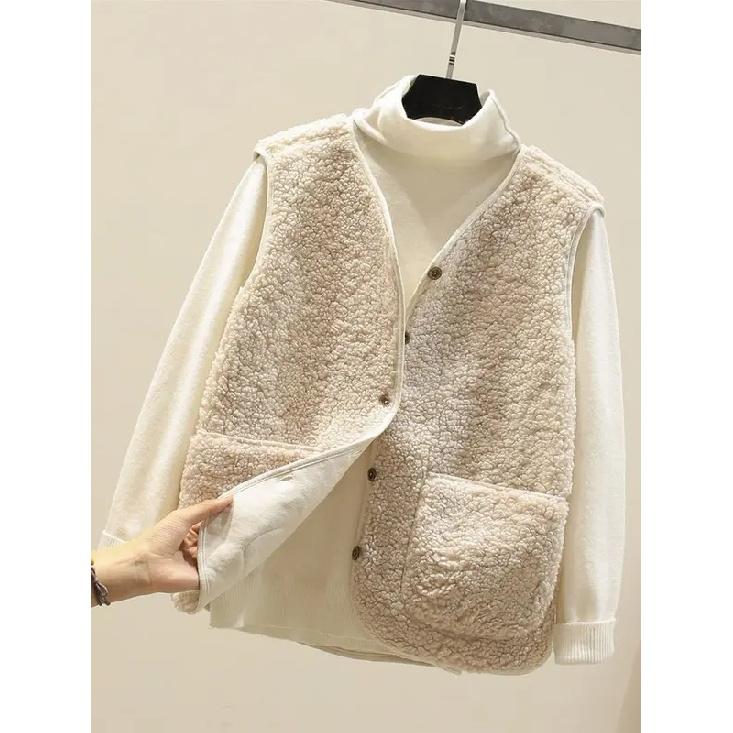 Korean New Vests 2026 Spring Autumn Vest Women Waistcoat Winter Warm Thick Fleece Vests Women Sleeveless Jacket Ladies Waistcoat