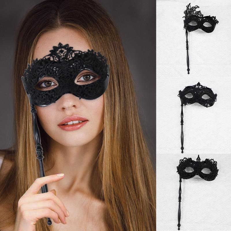 Handheld Lace Half Face Mask Carnival Party Masquerade Mystery Mask