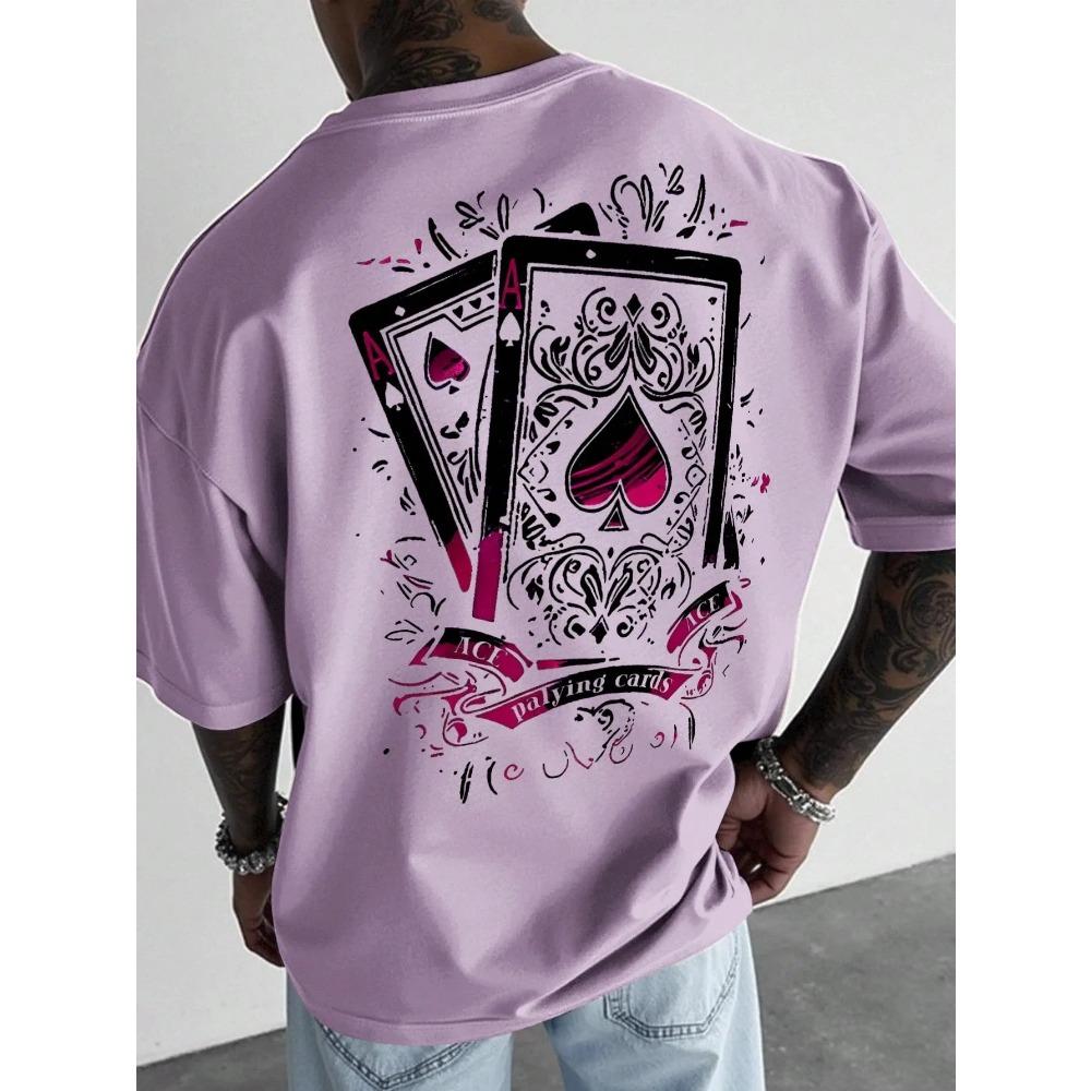 Summer Style Men's T-shirt Street Casual Fashion Comfortable Soft Breathable O-neck Short Sleeve 3D Playing Cards Print Pullover