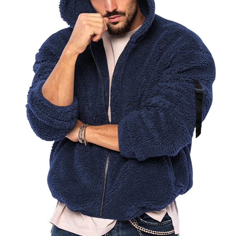 Herre ny vinter vendbar Arctic fleece casual jakke med hette og glidelås