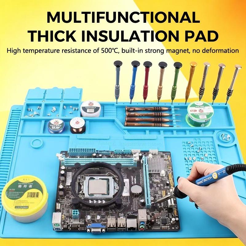 Magnetic Silicone Soldering Mat Heat Insulation Anti-Scratch Work Pad for DIY Phone Circuit Board Repair Use