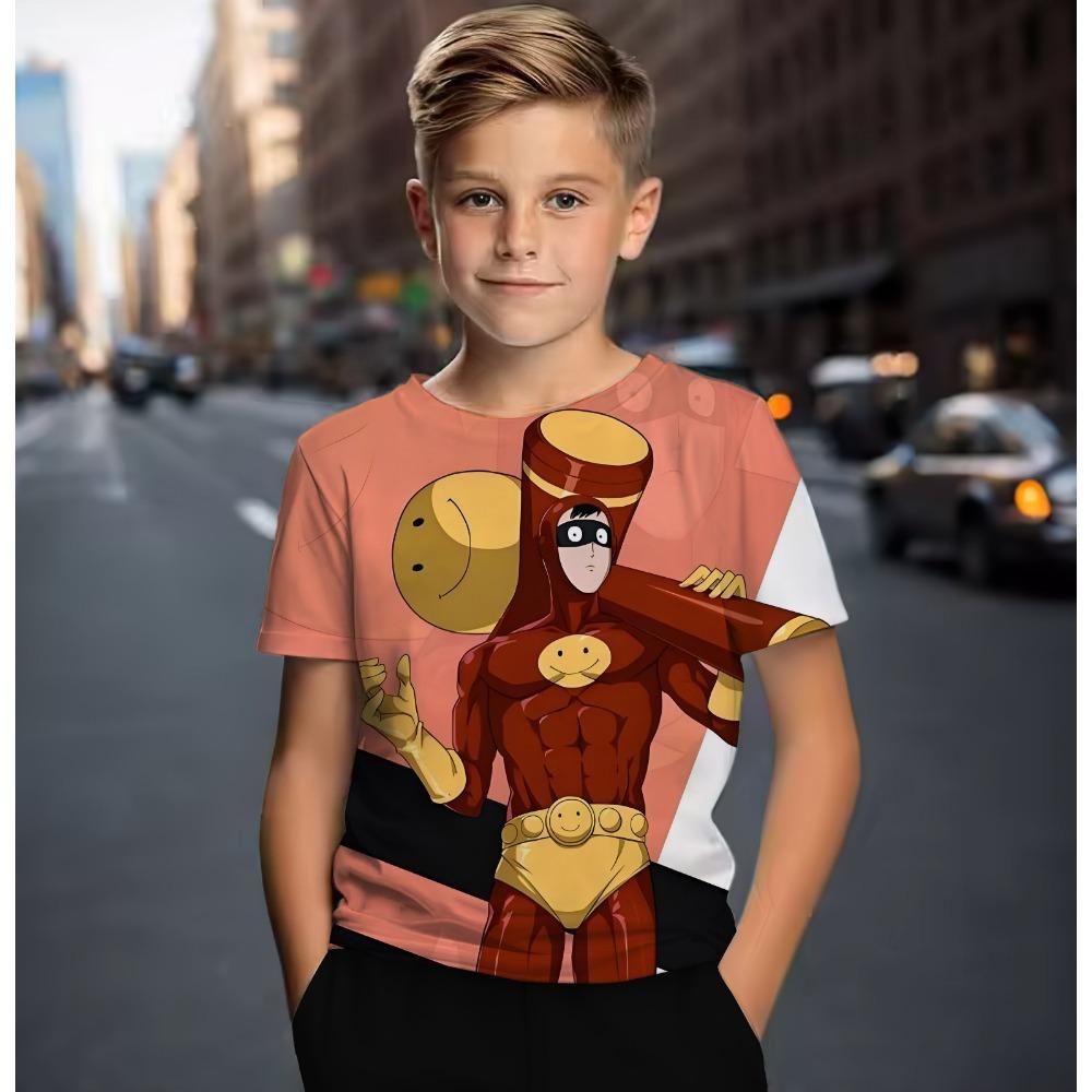 2026 New Summer Style Super Cool Boys Cute Girls Casual Short-sleeved T-shirt One Punch Man Pattern 3D Printed Children's Tops