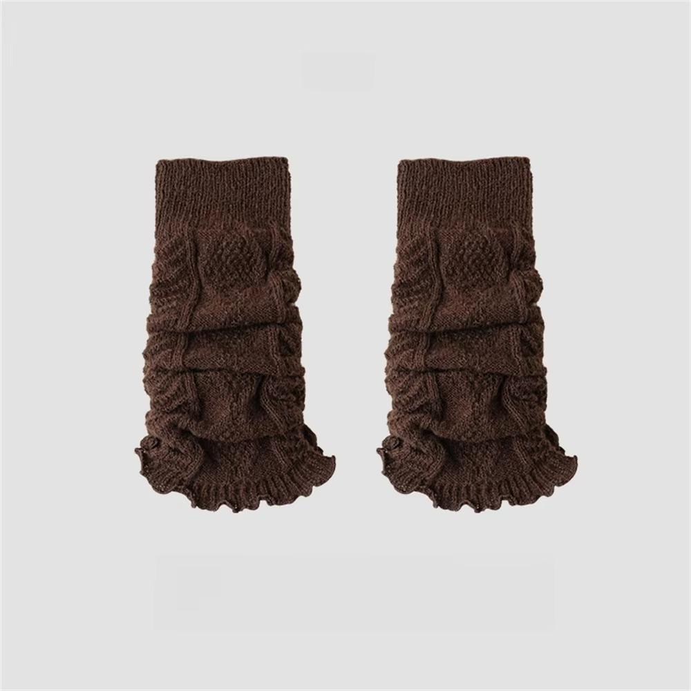 Dual Purpose Knitted Calf Sleeves Pleated Medium Tube Socking New Leg Warmers  Women