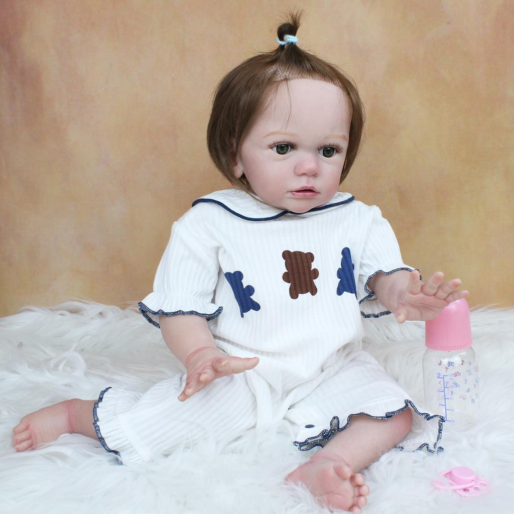 BZDOLL 60 CM 3D-Paint Skin Soft Silikon Reborn Panenka pro dívku jako skutečná Princezna Batole Hračka Oblékat Alive Bebe Real Touch