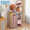 Estante de Chão para Armazenamento de Basquete e Prateleira de Brinquedos para Equipamentos Esportivos e Tapetes de Yoga