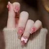 Reusable Gradient Heart Bow Transparent Nude Wearable Nails