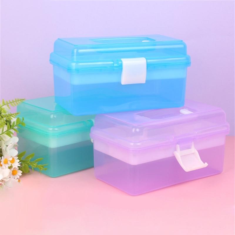 Plastic Storage Box with Tray Nail Art Organizer Toy Storing and Organising Case