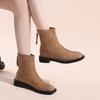 Große Größe niedriger Absatz schlichte kurze Stiefel Damen 2025 koreanische Version der neuen Wildleder Reißverschluss hinten dicker Absatz dünne kurze Martin-Stiefel