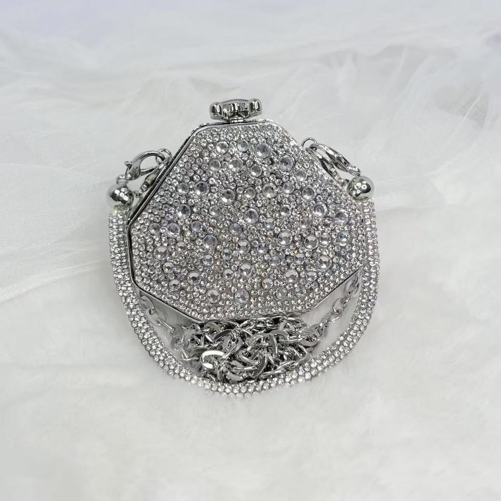 Acrylic Mini Clutch Bag With Rhinestones Chain And Box Shape For Evening Wear