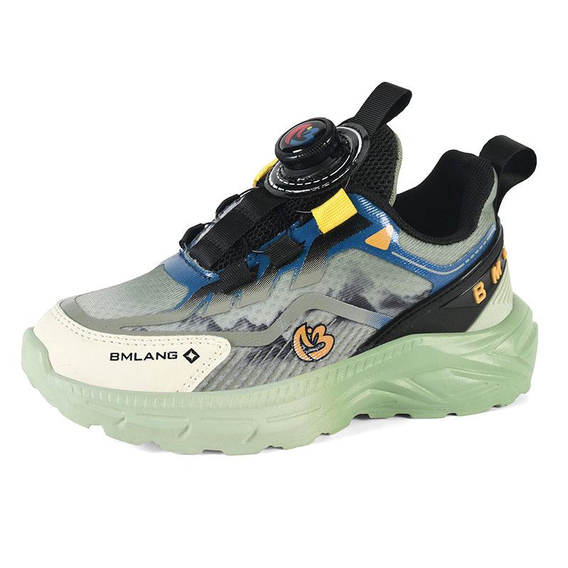 

Boys sports shoes 2025 new rotating button middle and older children s running shoes popular students outdoor casual shoes 39 армия зеленый