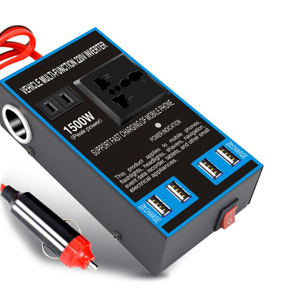 Car Power CigaretteLighter Inverter 12V 24V To AC220V Converter Charger Adapter Transformer 4USB Ports Electronics 1500W