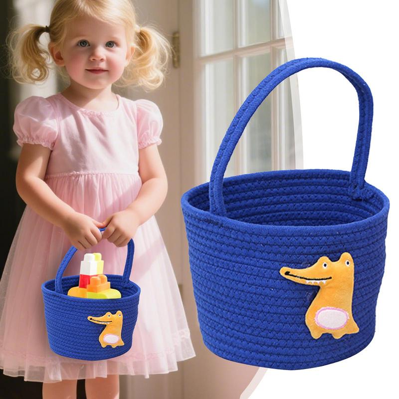 Storage Basket Cotton Rope Basket Space-Saving Soft Bin Handheld Organizers For Room Easter Laundry Kids Dog Blanket