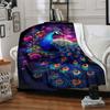 1pc Peacock Feather Blanket Lightweight Blanket Throw Blanket For Sofa, Bed, Travel, Camping, Livingroom, Office Yy251010093