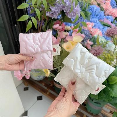 Bolsa de almacenamiento de toallas sanitarias para mujer, bonita y rosa, con diseño de amor, multifuncional, tipo billetera cero, para estudiantes.