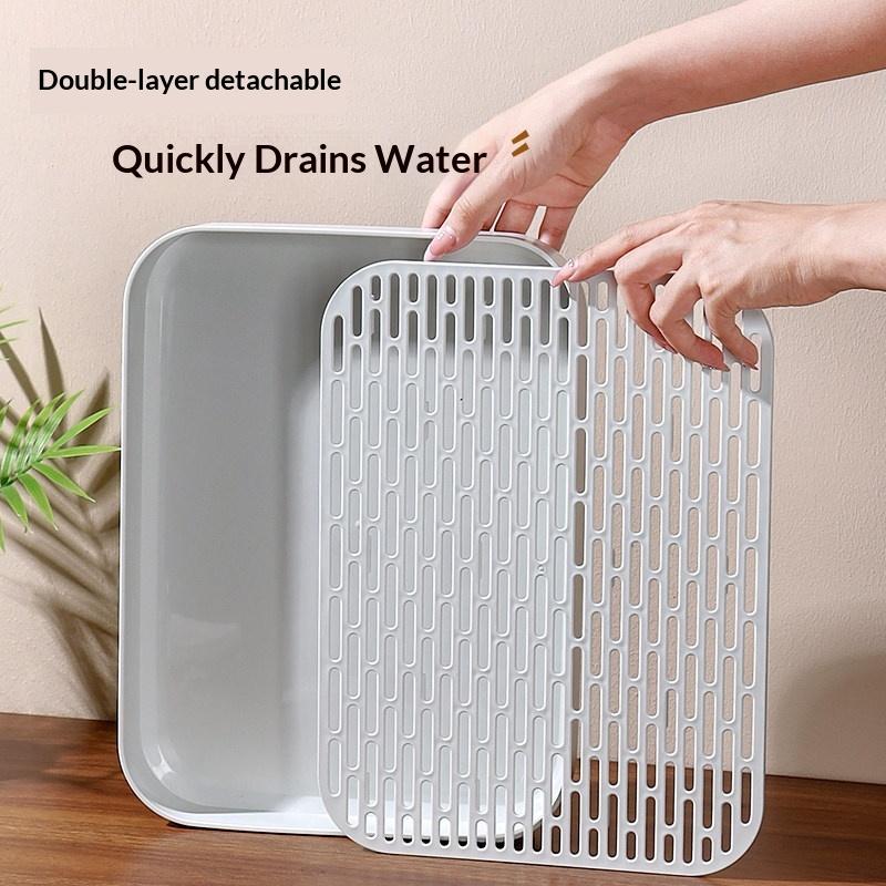 Rechteckiger Schalenständer Obst-Abtropfschale Essstäbchen-Box Küchen-Aufbewahrungsschale Wasserbecher-Abtropfschale Obstkorb Tee-Tabletts Organizer