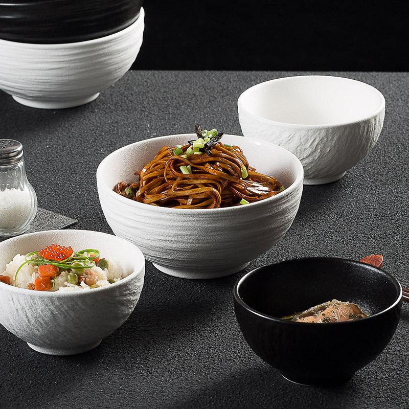 Japanese Frosted Rice Bowl Household Soup Bowl Creative Rock Pattern Ceramic Bowl High-Value Tableware Good-Looking Small Bowl