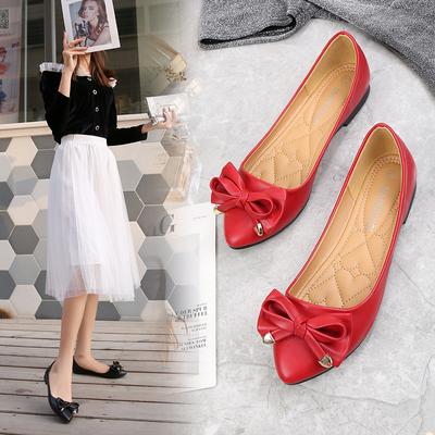 Scarpe Casual da Donna Leggere Taglia Grande 46 Fiocco Suola Piatta Scarpe Singole alla Moda Bocca Bassa Scarpe da Donna