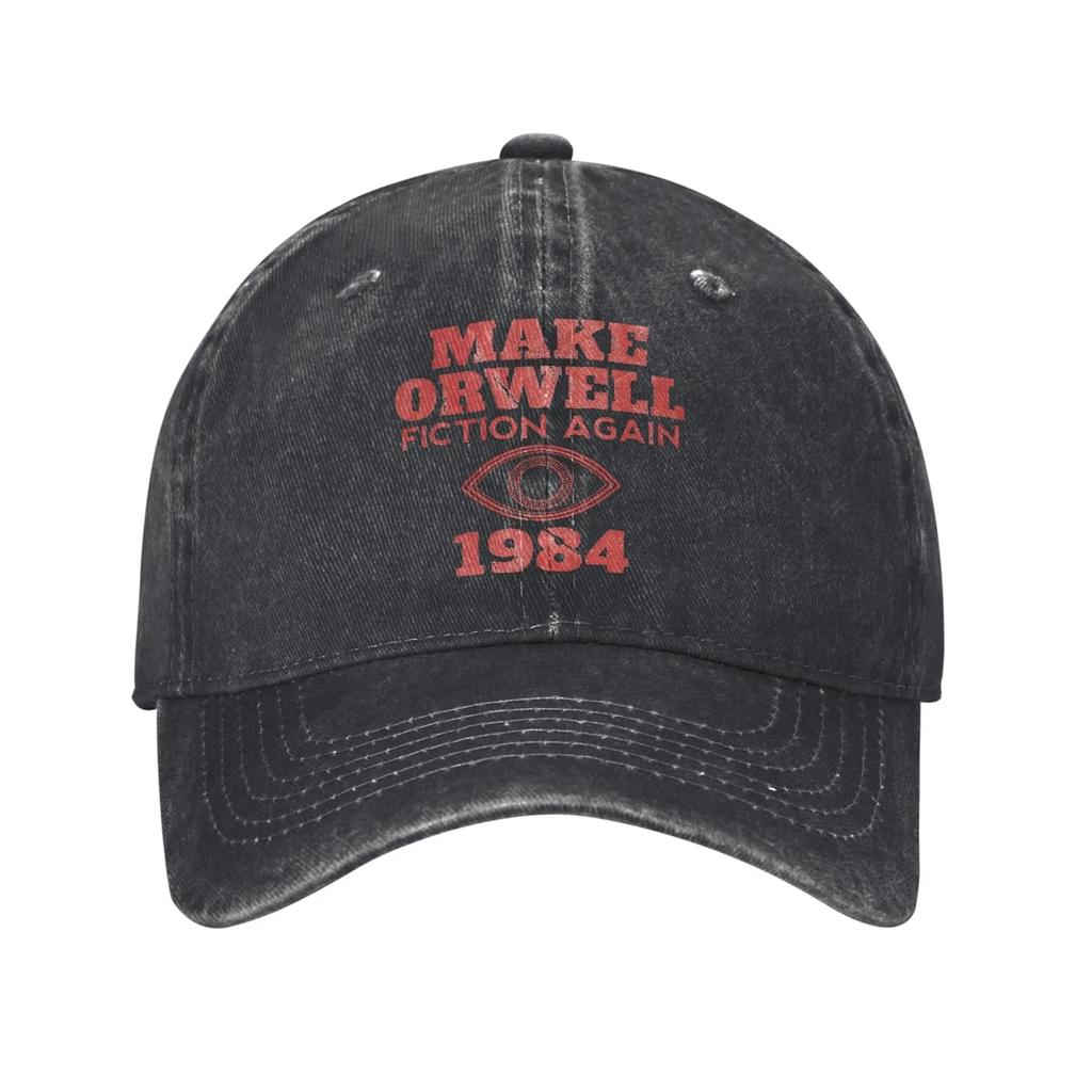 Vintage 1984 Make Orwell Fiction Again Baseball Cap Distressed Denim Sun Cap Dystopian World Outdoor Adjustable Hats