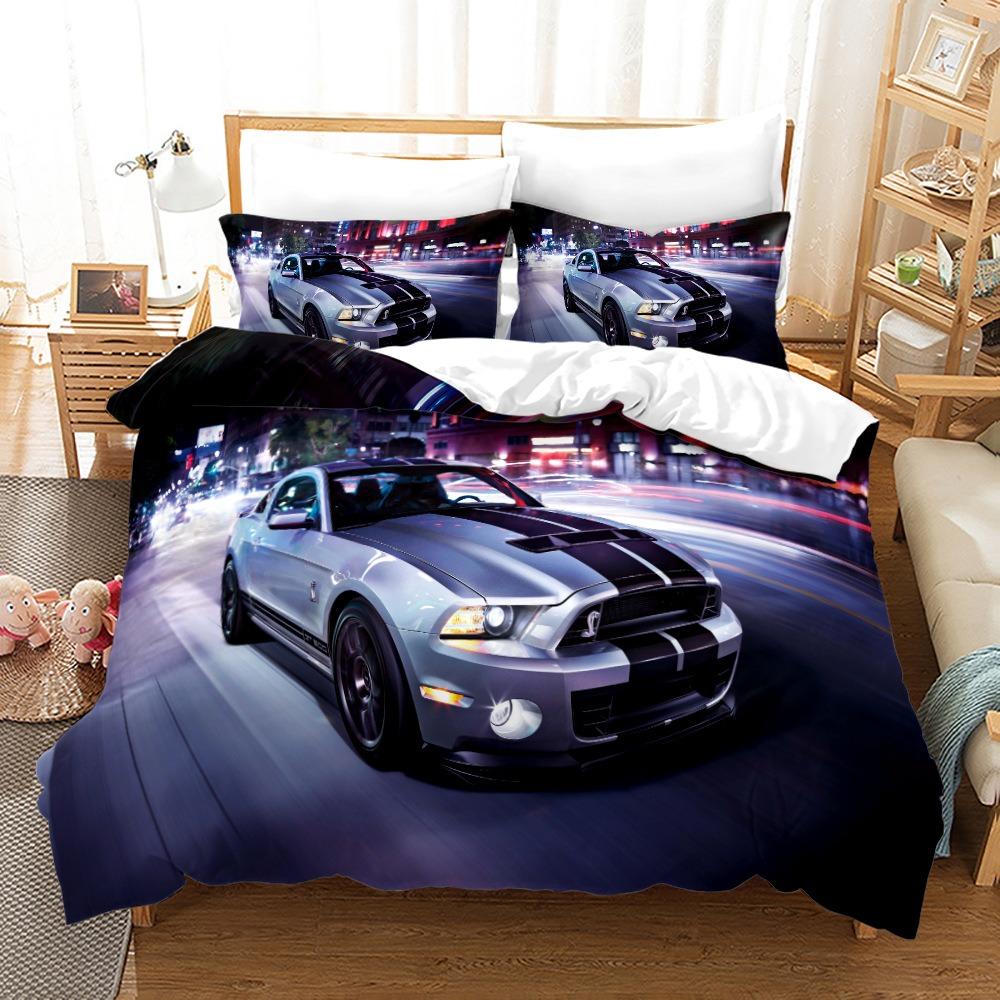 Luxury Car Duvet Cover Set Cartoo Bedding Set for Kids Boys Polyester Bedding Set King Size