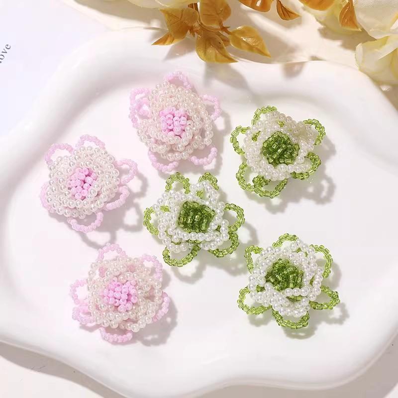 5pcs Beaded Hollow Camellia Flower Patch DIY Chest Flower Shoe Buckle Bag Accessories Parches Bordados Para Ropa