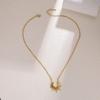 Popular retro sunflower gold-plated necklace niche design light luxury stainless steel fan-shaped collarbone chain pendant