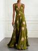 2026 Tulip Print Sleeveless V-Neck Long Evening Dress for Women