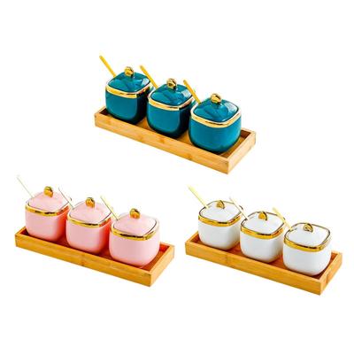 Ceramic Condiment Pots Sugar Bowls Seasoning Pots for Salt Paprika Pepper