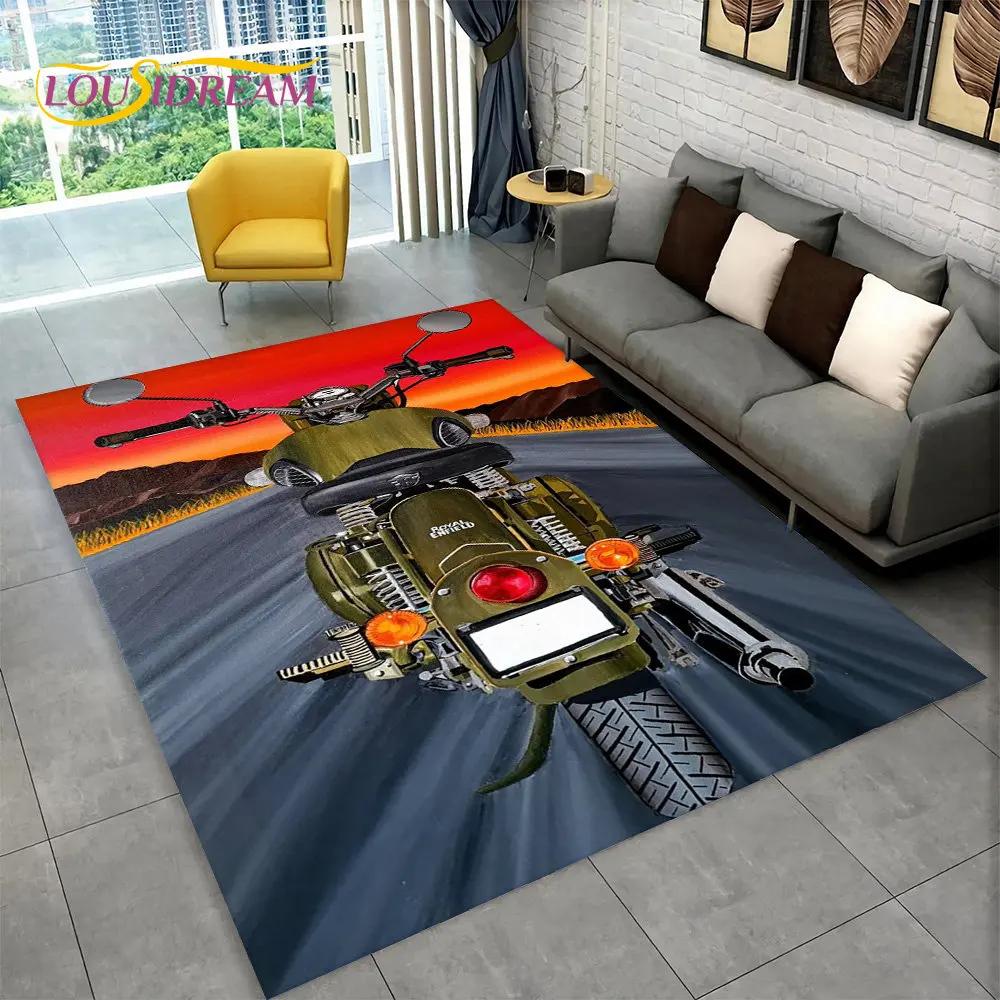 3D Retro Vintage Motorcycle Area Rug Large,Carpet Rug for Living Room Bedroom Sofa Doormat Decor,Child Play Non-slip Floor Mat