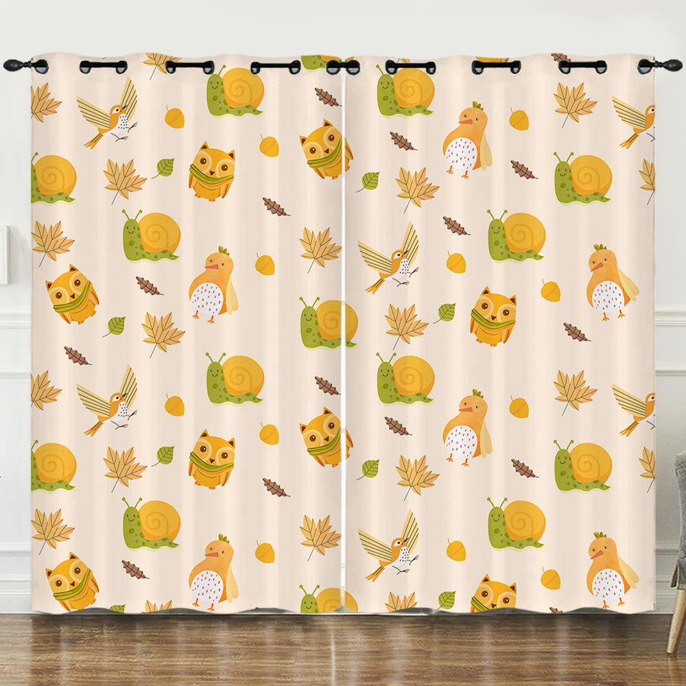 Curtain Cartoon Animal Bear Deer Love Kitten Digital Printing Blackout Curtain Punching