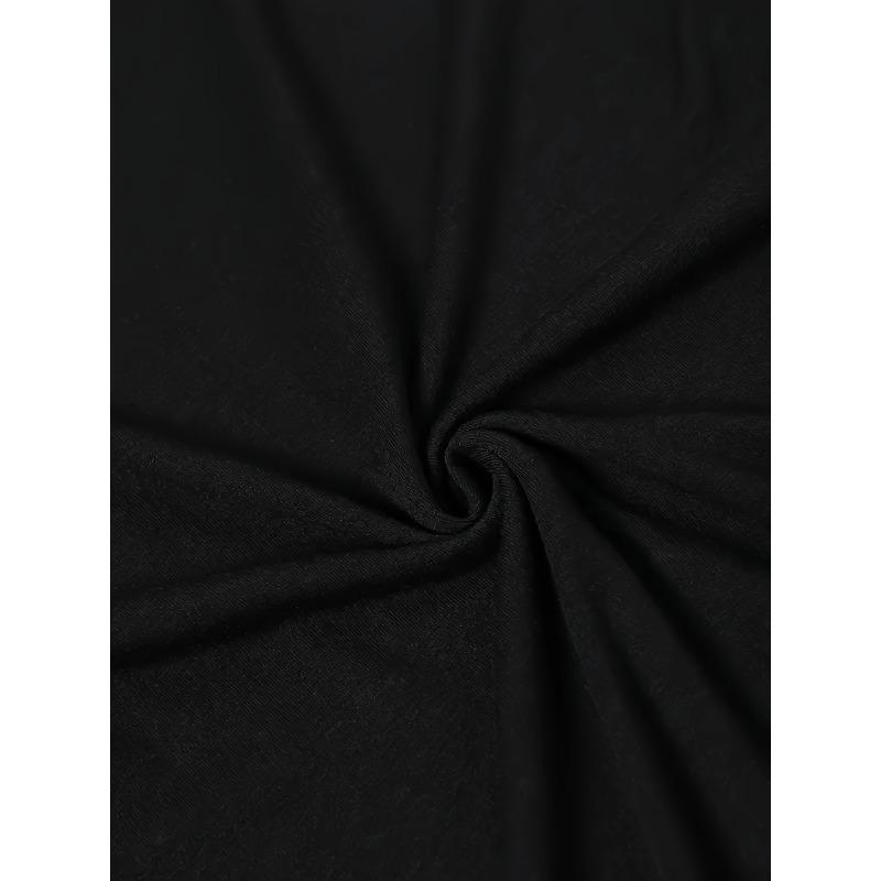 Damen-T-Shirt mit Aufdruck | Buntes Blumenmuster auf schwarzem Hintergrund, Weicher dehnbarer Stoff, Rundhalsausschnitt, Kurzarm,