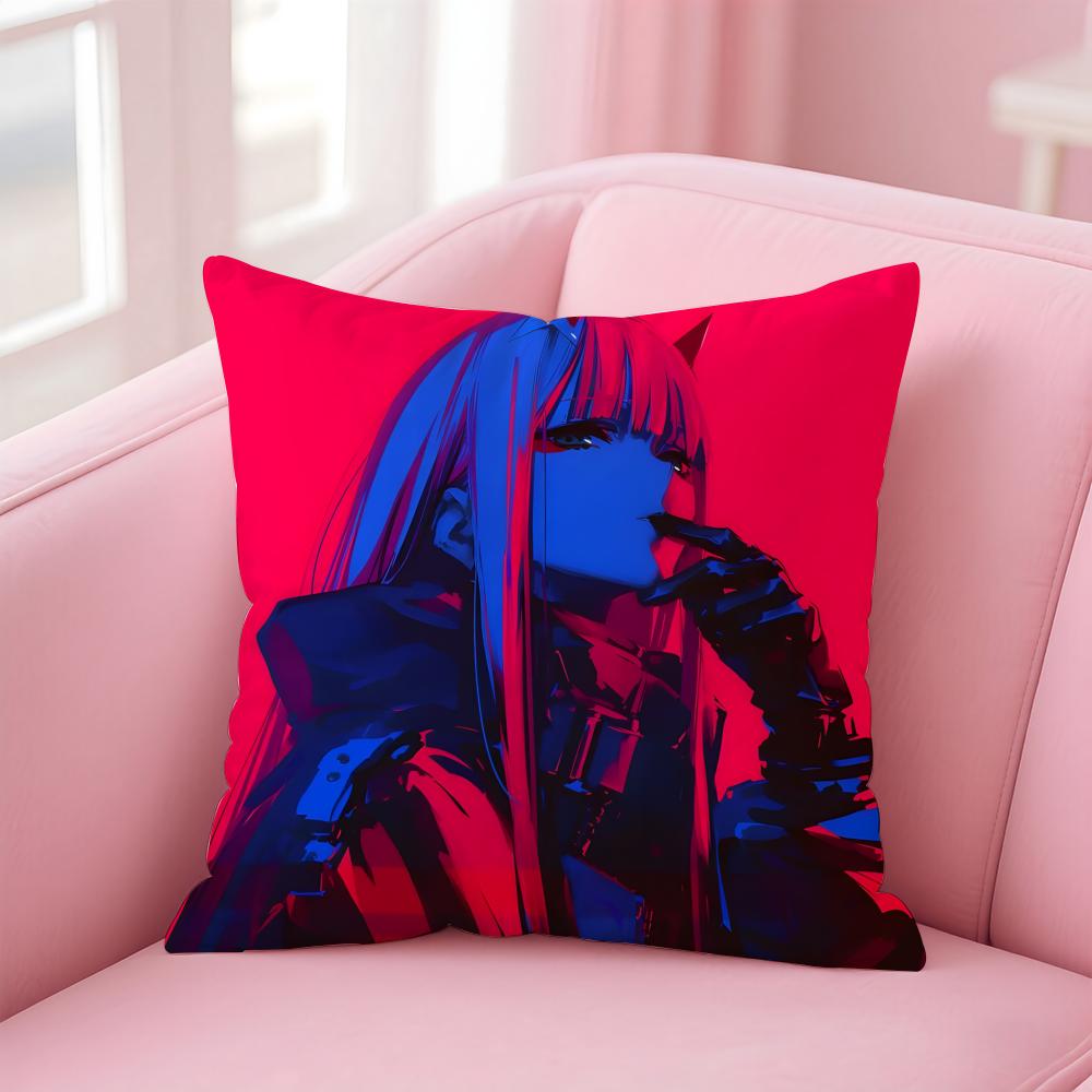 D-DARLING in the F-FRANXX Anime Cushion Cover Home & Car Multi-Scene Pillow Cover - Reversible, Soft & Durable for Daily Use