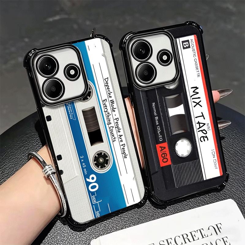 Vintage 90S Cassette Tape Pattern Soft Phone Case For Xiaomi Redmi Note 14 15 Pro Plus 13 12 11S 11T 5G 10 9S 9 Plating Anti-Fal