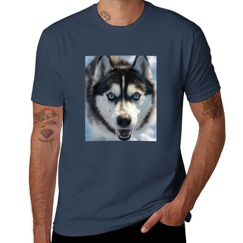 An Excited Siberian Husky TShirt T Shirt Custom Print TShirt