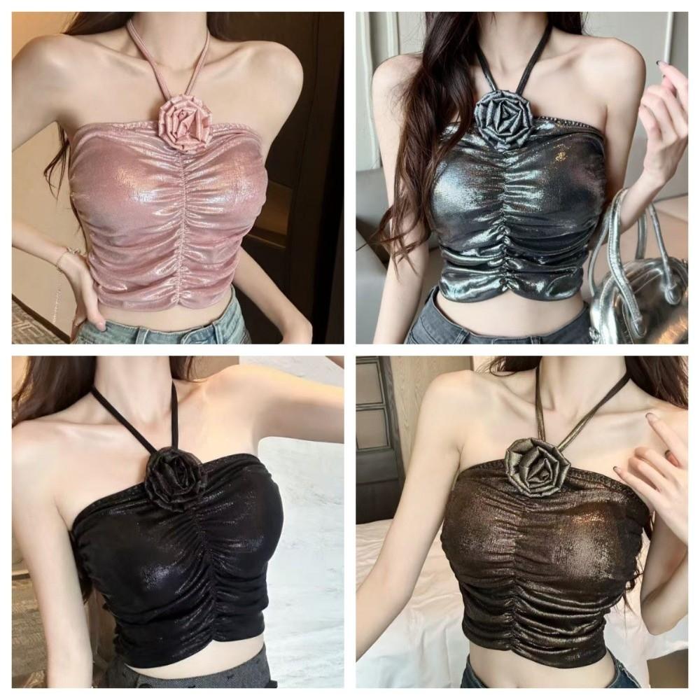 Spice Girls Socialite Style Corset 3D Rose Flower Decoration Crop Tops Suspender Vest  Travel