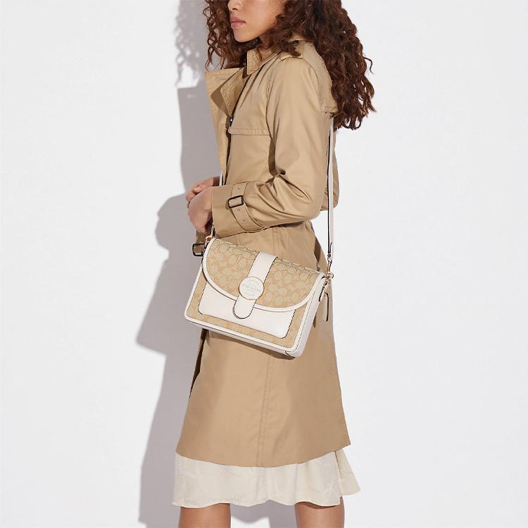 New COACH Lonnie Fabric With Leather Chambray Light Color Chambray Shoulder Bag, Crossbody Bag Medium Size Women's C8307-IMDQC