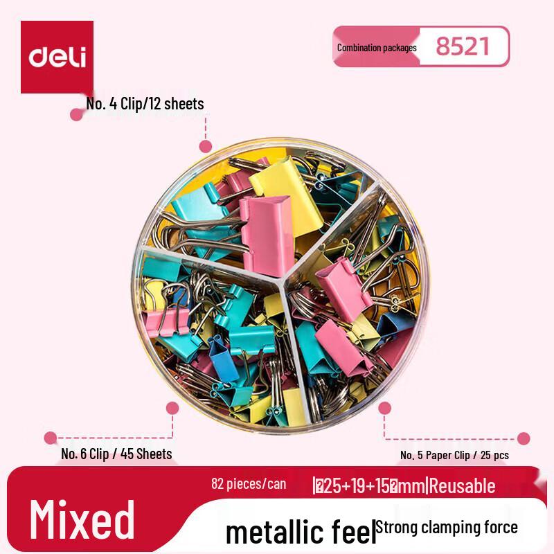 Deli Colorful Metal Binder Clips Set