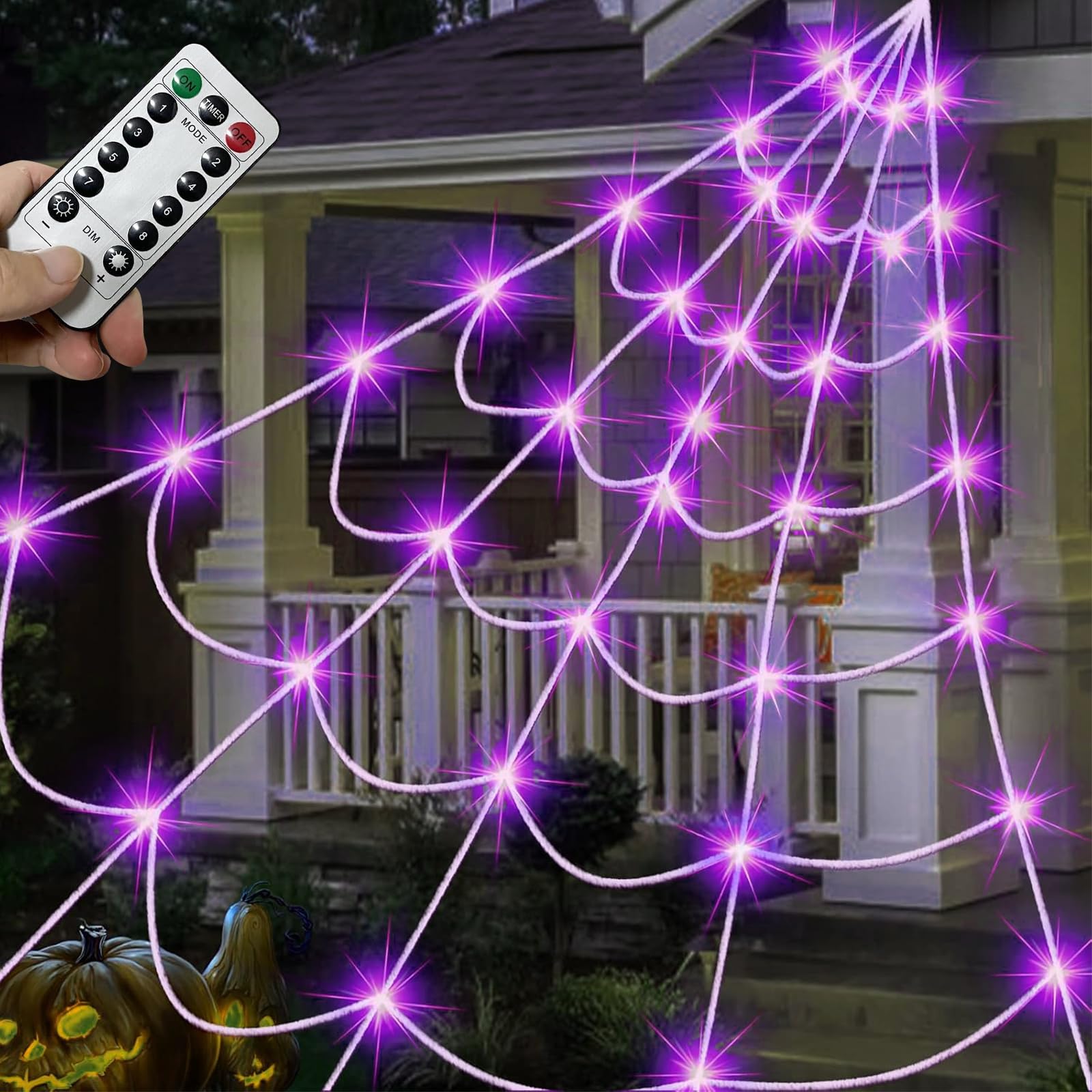 

BEAUTY PLAYER Halloween Purple LED Drape 350 8 Lighting 5 x 7M Remote Control and Ground Nails Perfect for Indoor and Outdoor Haunted School and