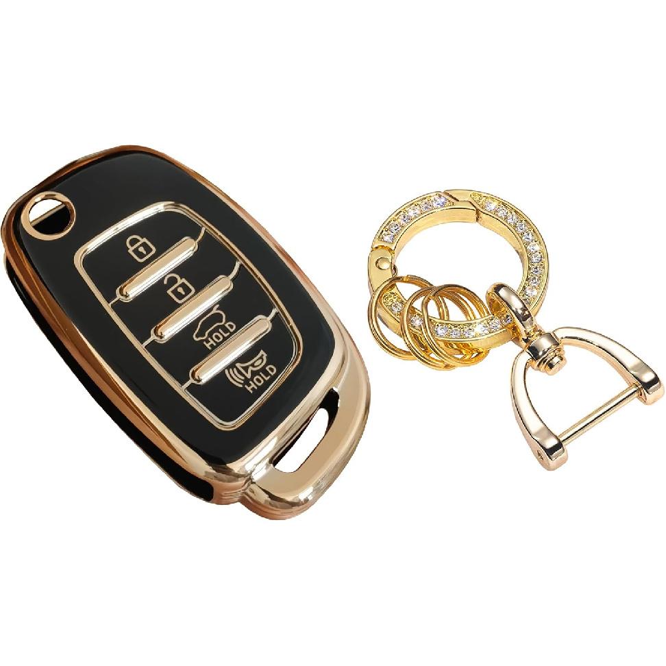 for Hyundai Key Fob Cover Smart Key Fob Shell with Keychain Fit for Hyundai Santa Fe Sport Sonata Tucson