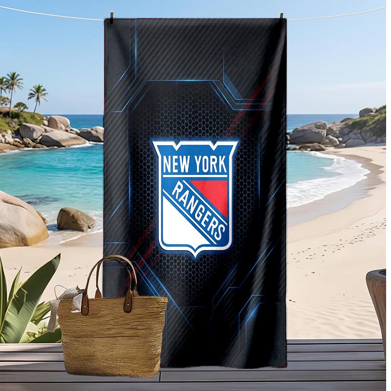 Asciugamano da Spiaggia Stampa New York Rangers Morbido Portatile Asciugatura Rapida?Asciugamano Asciutto Per Piscina Vacanza Estiva Sport all'Aperto