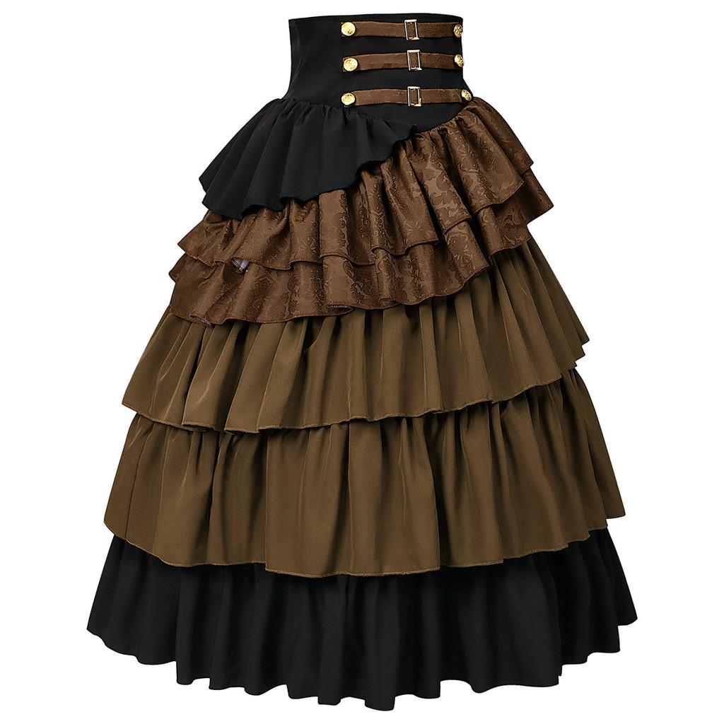 Gothic Steampunk Pirate Skirt For Women With Layered Ruffles For Costume Parties