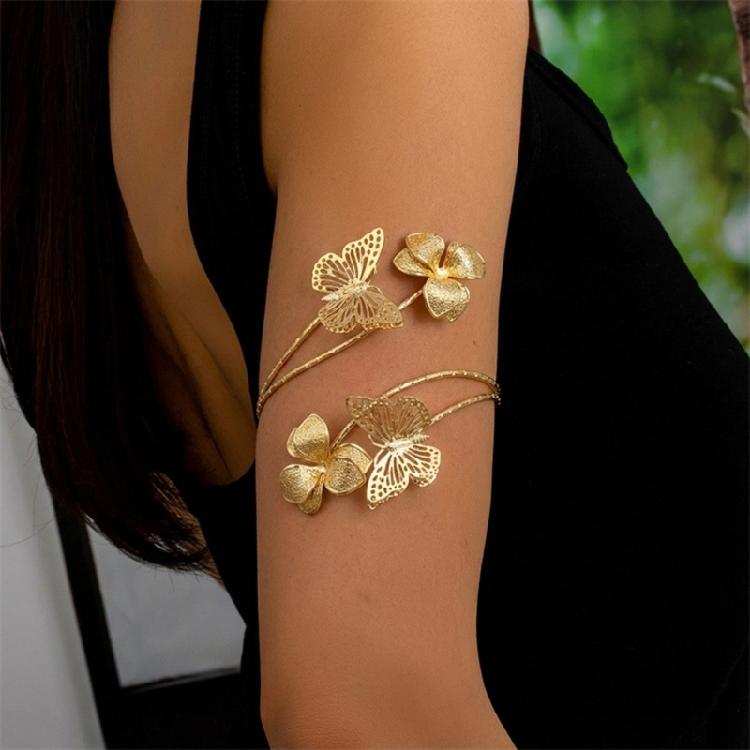 Unique Bohemian Inspired Arm Jewelry With Artistic Hollow Butterfly Details In Multiple Colors Season Floral Bangle