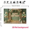 2D Sage Green Gold Birthday Backdrop for Men & Women Rustic Party Decor