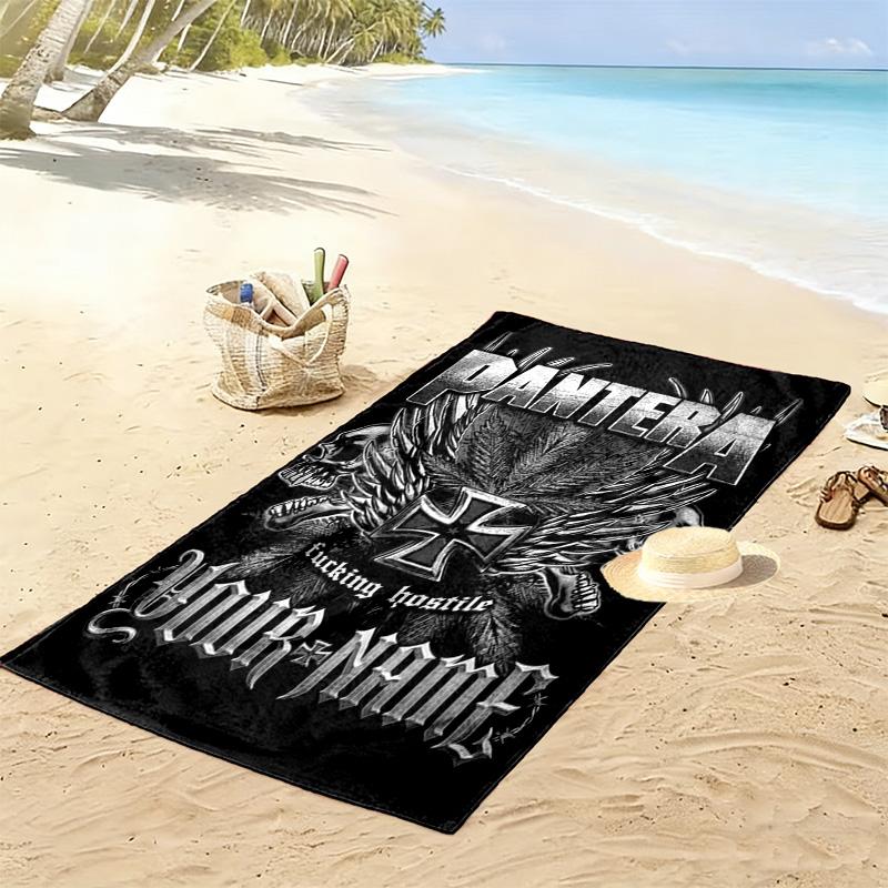 Name Custom Pantera Band Print Beach Towel, Large Soft Quick Dry Towel for Beach Camping Swimming