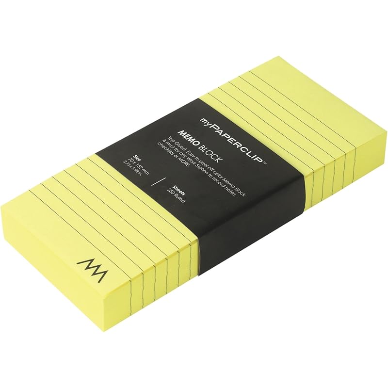 

myPAPERCLIP Memo Block, Small (2.75 x 5.98 in.), Ruled, HP Yellow (MB250S-R HP Yellow) жёлтый