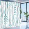 Hellblaues Blattmuster Duschvorhang Minimalistisches Naturdesign Moderne Badezimmerdeko Elegant Wasserdicht Kostenlose Haken Enthalten