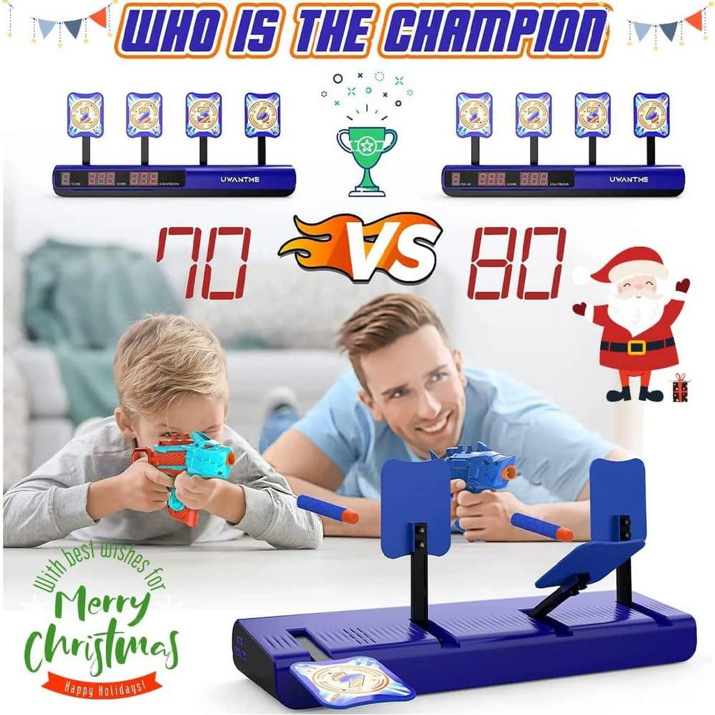 Electronic Shooting Target Set, Outdoor Toy Guns, Includes 2 Foam Toy Guns, a Suitable Gift for Boys and Girls Aged 6-12.