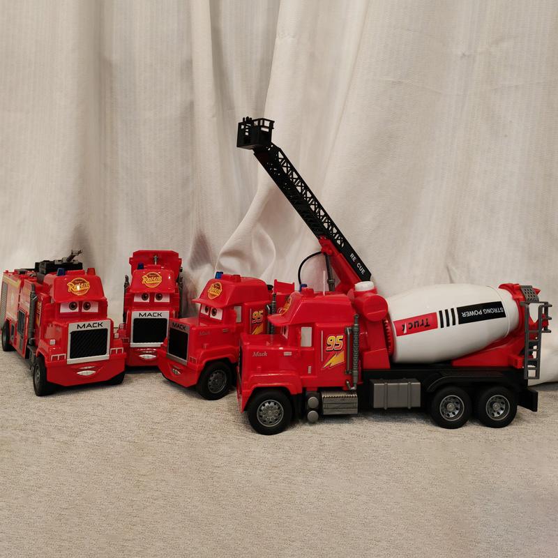 1:16 Anime Pixar Cars Toy Set Lightning Mcqueen Super-Liner Fire Engine Model Parent Child Interactive Toy Desktop Ornament Gift